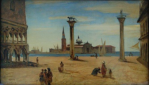 Venise, la piazzetta, 1828, Jean-Baptiste Camille Corot