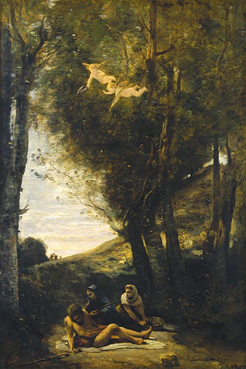 Saint Sebastian Succored by the Holy Women, 1874, Jean-Baptiste Camille Corot