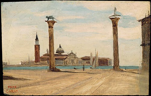The Piazzetta, Venice, 1828, Jean-Baptiste Camille Corot