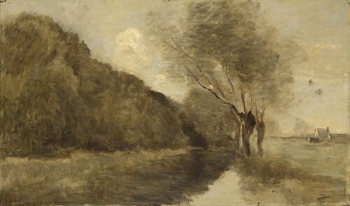 Landscape with a Stream and Willows near Gisors, 1860, Jean-Baptiste Camille Corot