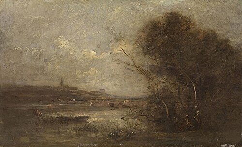 Landscape with a Village, , Jean-Baptiste Camille Corot