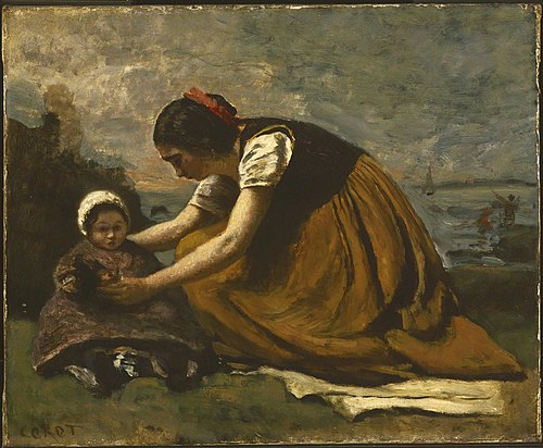 Mother and Child on a Beach, 1860, Jean-Baptiste Camille Corot