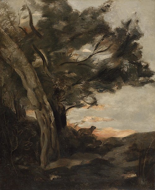 Night Landscape with a Lioness, 1865, Jean-Baptiste Camille Corot