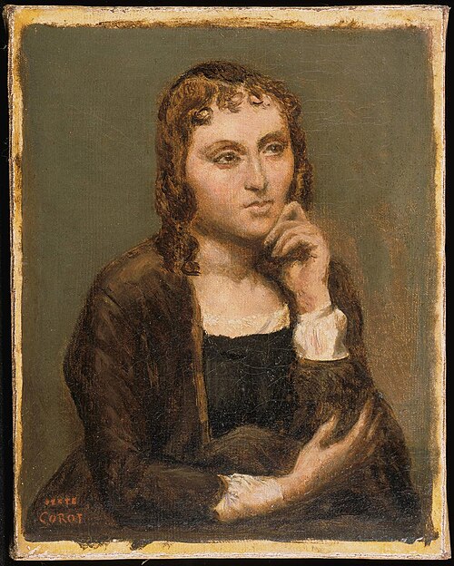 Pensive Young Brunette, 1850, Jean-Baptiste Camille Corot