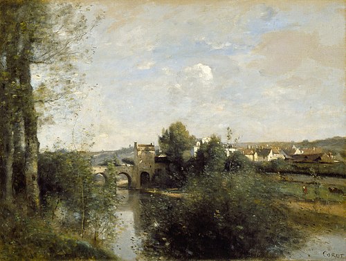 Seine and Old Bridge at Limay, 1872, Jean-Baptiste Camille Corot