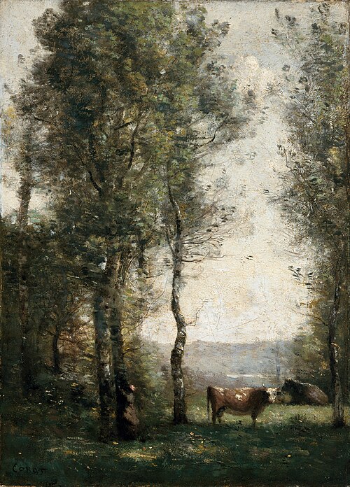 Wooded Landscape with Cows in a Clearing, 1855, Jean-Baptiste Camille Corot