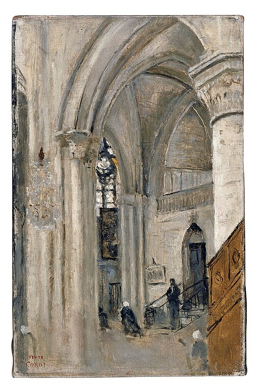 Interior of the Church at Mantes, 1850, Jean-Baptiste Camille Corot