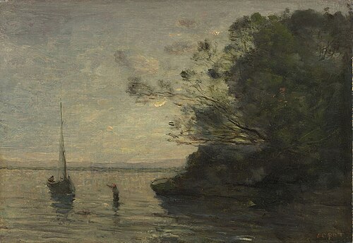 Evening on the Lake, 1872, Jean-Baptiste Camille Corot