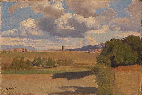 The Roman Campagna, with the Claudian Aqueduct, 1826, Jean-Baptiste Camille Corot
