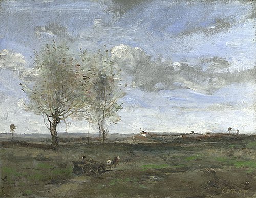 A Wagon in the Plains of Artois, 1871, Jean-Baptiste Camille Corot