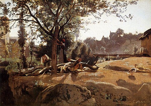 Peasants under the Trees at Dawn, 1840, Jean-Baptiste Camille Corot