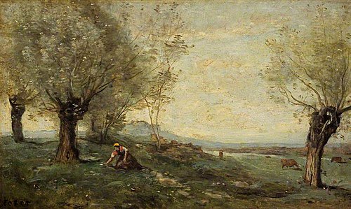 Gathering Primroses, 1835, Jean-Baptiste Camille Corot