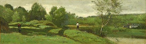 Landscape with a Boy in a White Shirt, 1857, Jean-Baptiste Camille Corot