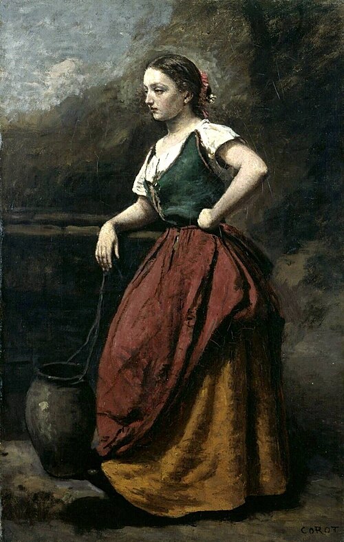 Jonge vrouw bij een bron, , Jean-Baptiste Camille Corot
