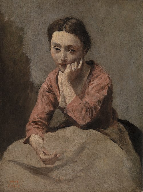 Pensive Young Woman (Jeune femme pensive), , Jean-Baptiste Camille Corot