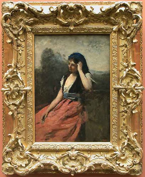 Young woman with pink skirt, 1865, Jean-Baptiste Camille Corot