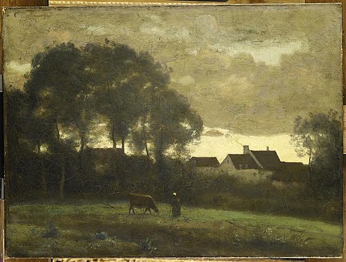 Cowbird in a meadow at sunset, 1850, Jean-Baptiste Camille Corot