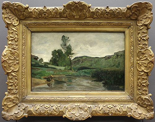 Laundress at the edge of the water in Optevoz, 1852, Jean-Baptiste Camille Corot