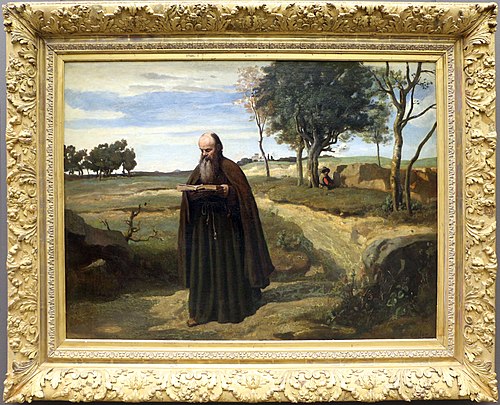 Un moine lisant, 1840, Jean-Baptiste Camille Corot