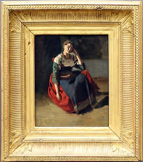Italian sitting, leaning on her knee, 1827, Jean-Baptiste Camille Corot