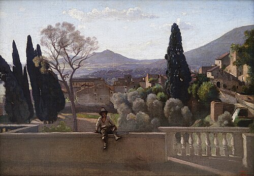 The Gardens of the Villa d'Este at Tivoli, 1843, Jean-Baptiste Camille Corot