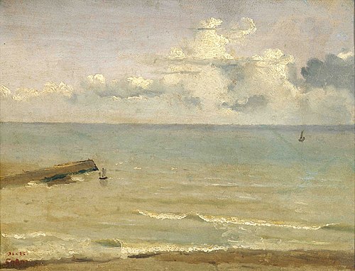Dieppe, the end of the pier and the sea, 1822, Jean-Baptiste Camille Corot