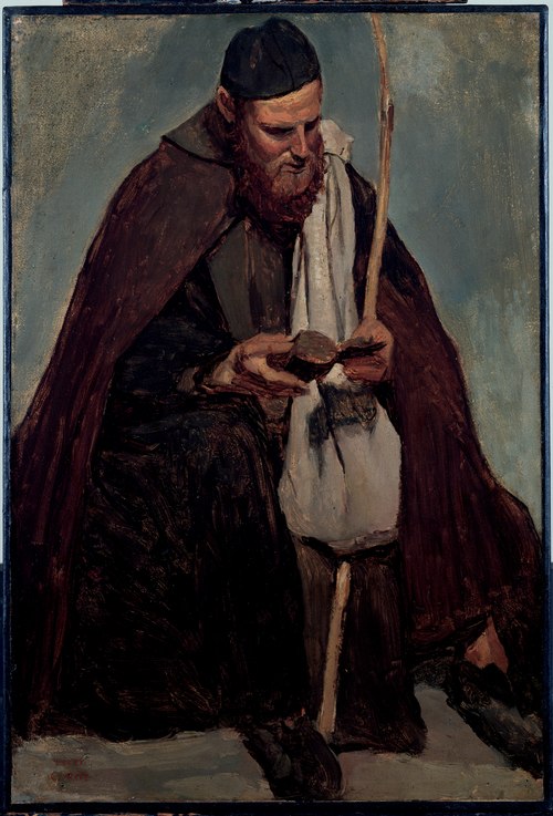 Rome, moine italien assis lisant, 1826, Jean-Baptiste Camille Corot