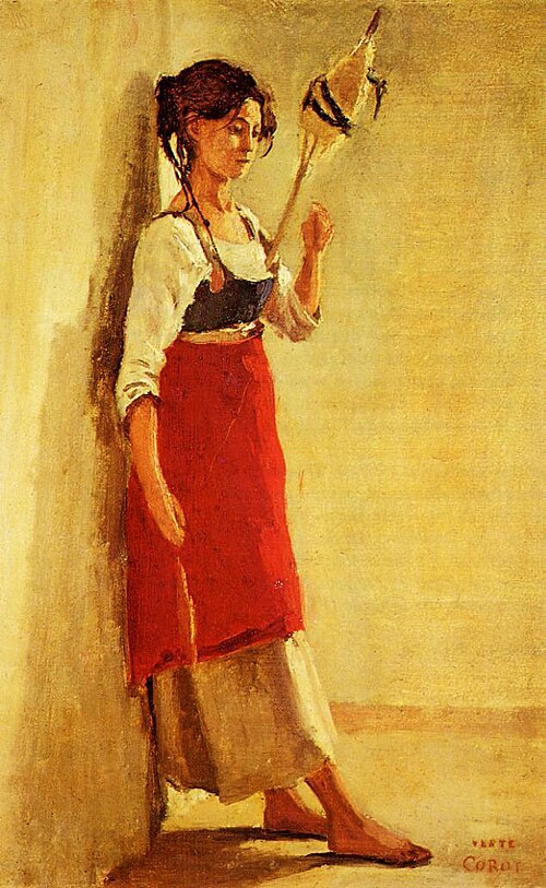 Young Italian from Papigno holding her cattail, 1826, Jean-Baptiste Camille Corot