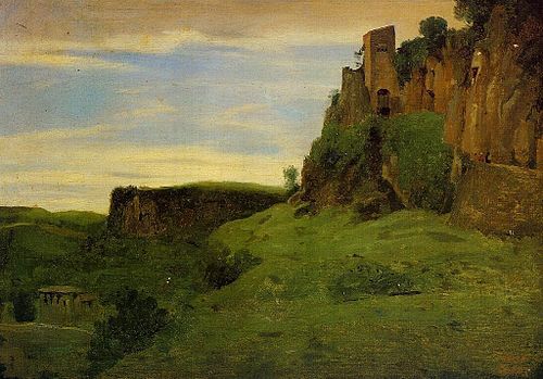 Civita Castellana. fabriques au sommet des rochers, 1826, Jean-Baptiste Camille Corot