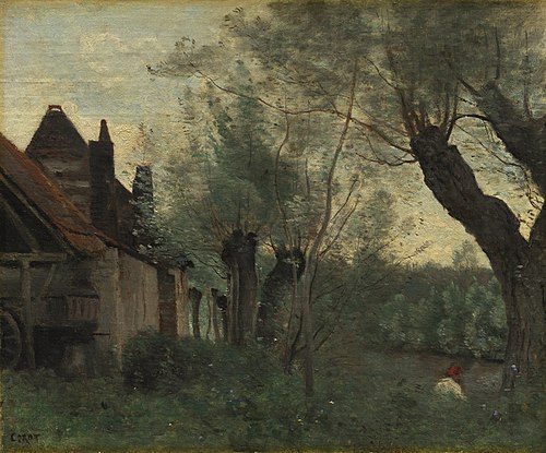 Willows and Farmhouse at Sainte-Catherine-lès-Arras, 1871, Jean-Baptiste Camille Corot