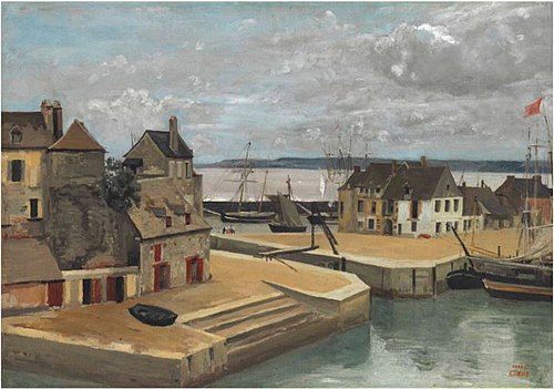 Honfleur, Houses on the Quay, 1830, Jean-Baptiste Camille Corot