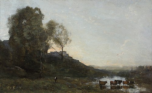 The Ford with Five Cows, 1865, Jean-Baptiste Camille Corot