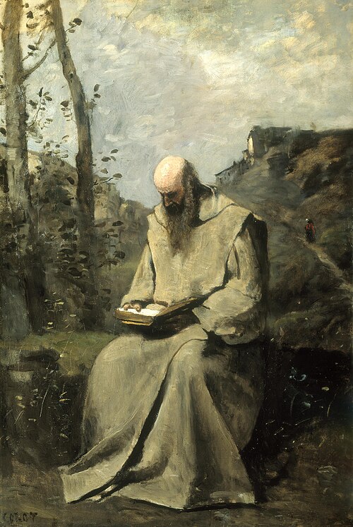 Sitting Monk, Reading, 1865, Jean-Baptiste Camille Corot