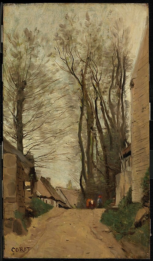 Street at Auvers, 1865, Jean-Baptiste Camille Corot