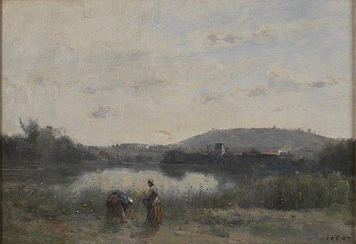 Banks of a River Dominated in the Distance by Hills, 1872, Jean-Baptiste Camille Corot