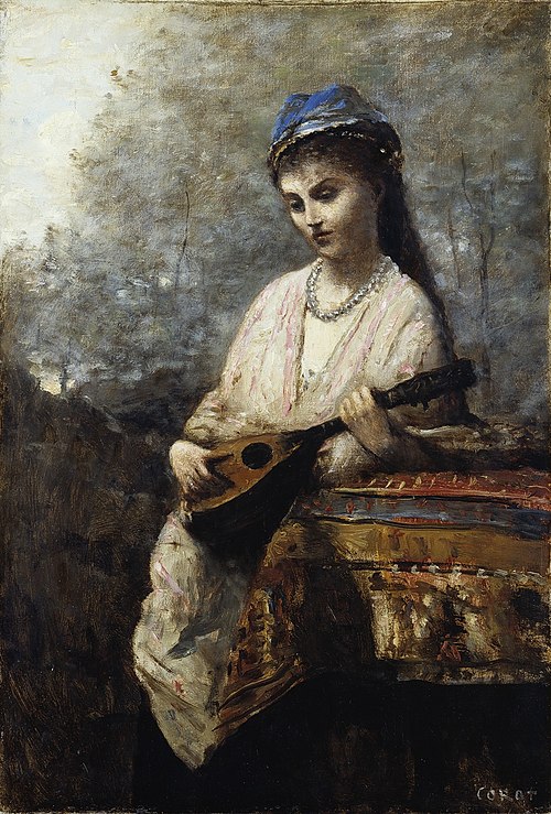 Young Girl with a Mandolin, 1850, Jean-Baptiste Camille Corot