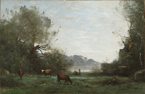 Cattle at Pasture in a Wooded Valley, 1870, Jean-Baptiste Camille Corot