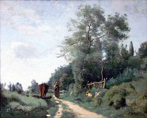 Mortefontaine. Le chemin à la petite barrière, 1855, Jean-Baptiste Camille Corot