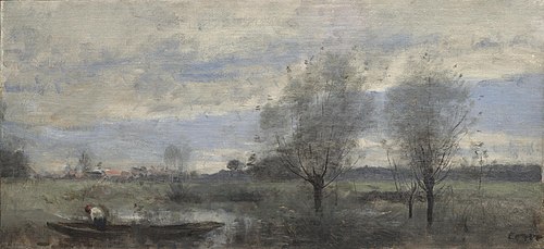 Palluel, Boater in the Marshes, 1871, Jean-Baptiste Camille Corot