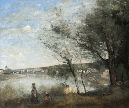 Distant View of Corbeil from behind the trees: Morning, 1870, Jean-Baptiste Camille Corot