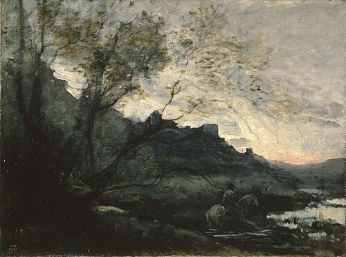 Rider in the Water, , Jean-Baptiste Camille Corot