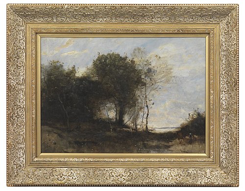 Wooded Landscape with Figures, 1870, Jean-Baptiste Camille Corot