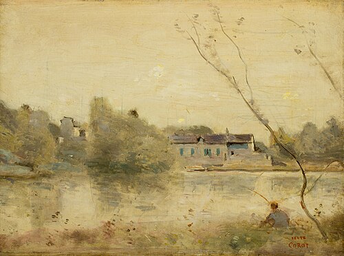 Ville-d'Avray. L'étang, petits arbres penchés au premier plan, 1865, Jean-Baptiste Camille Corot