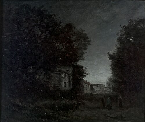 Romantisches Schloß bei Mondschein, 1867, Jean-Baptiste Camille Corot