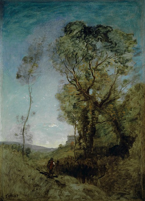 La villa italienne derrière les pins, 1860, Jean-Baptiste Camille Corot