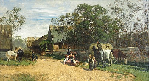 Polish village, 1874, Hans Peter Feddersen