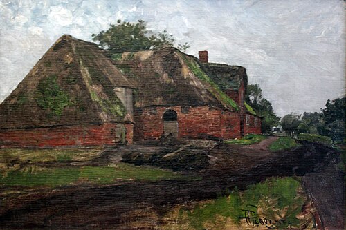 Old house with dunghill, 1875, Hans Peter Feddersen