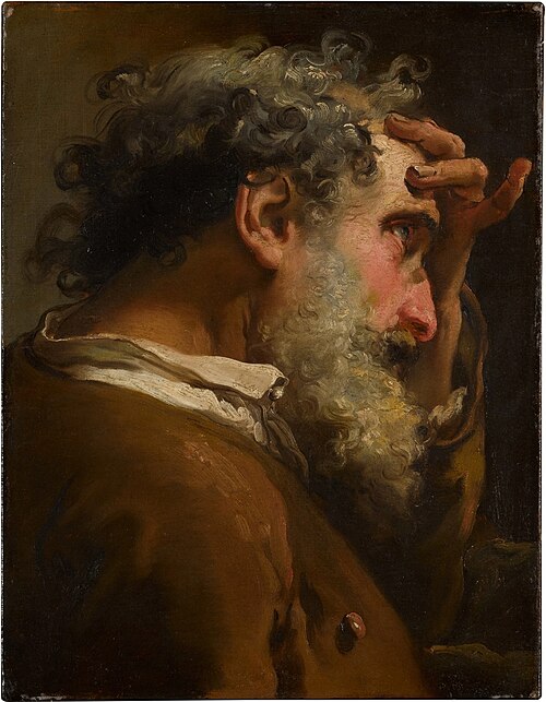 Bearded man, bust-length in profile, wearing a brown coat, 1770, Gaetano Gandolfi
