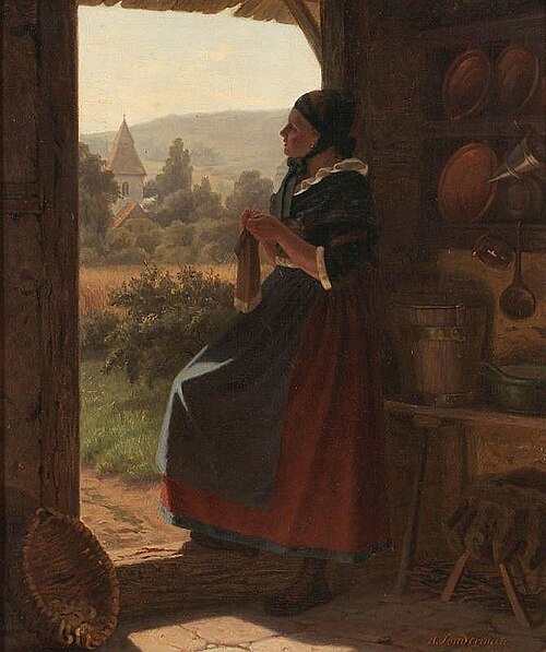 Knitting girl, 1858, Hermann Sondermann