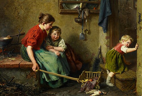 Children playing in the kitchen, , Felix Schlesinger